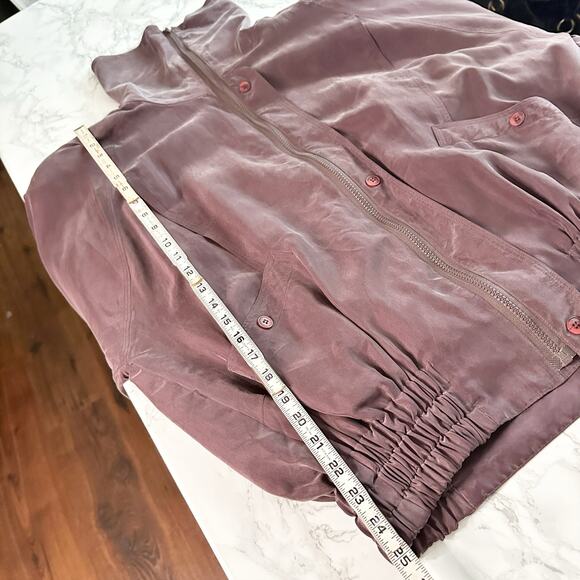 Vintage‎ Balla Valentina 100% Silk Dusty Purple Bomber Jacket women’s size M/L - Picture 11 of 12